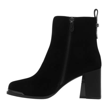 Boots en cuir noir à talon décroché haut dotées d'un zip latéral - Image 3