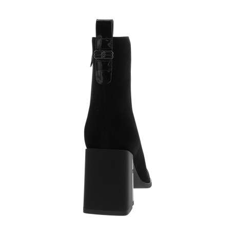 Boots en cuir noir à talon décroché haut dotées d'un zip latéral - Image 4