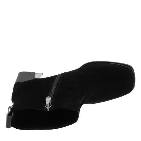 Boots en cuir noir à talon décroché haut dotées d'un zip latéral - Image 5
