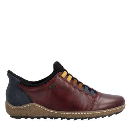 Sneakers en cuir bordeaux à talon plat pourvues d'une fermeture slip-on
