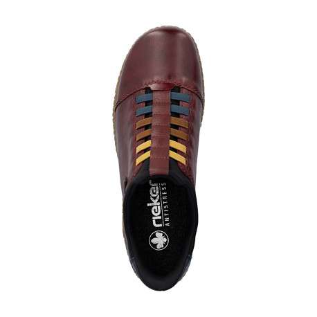 Sneakers en cuir bordeaux à talon plat pourvues d'une fermeture slip-on - Image 5