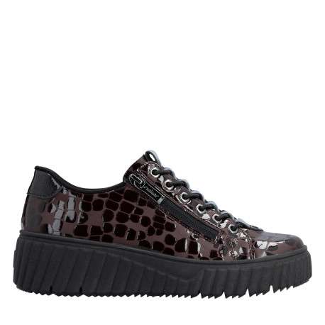 Sneakers marron à talon plateau pourvues d'une fermeture slip-on