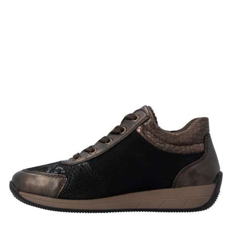 Sneakers bronze à talon plat pourvues de lacets et d'un zip latéral - Image 3