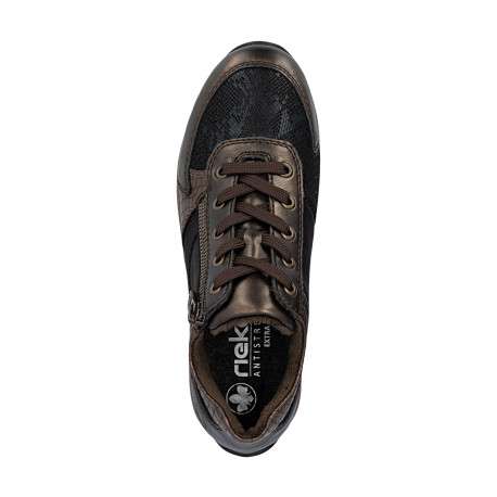 Sneakers bronze à talon plat pourvues de lacets et d'un zip latéral - Image 5