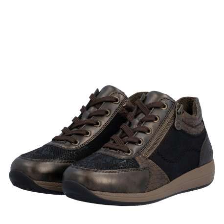 Sneakers bronze à talon plat pourvues de lacets et d'un zip latéral - Image 7