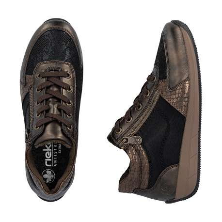Sneakers bronze à talon plat pourvues de lacets et d'un zip latéral - Image 8