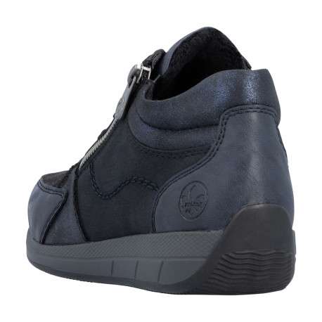 Sneakers bleu marine à talon plat pourvues de lacets et d'un zip - Image 4