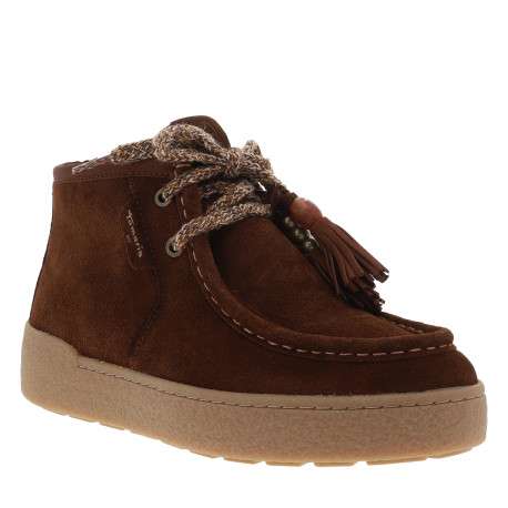 Boots en cuir marron avec un talon plat et des lacets tressés - Image 2