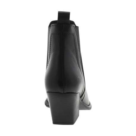 Boots en cuir noir à talon décroché moyen avec un soufflet élastiqué - Image 4