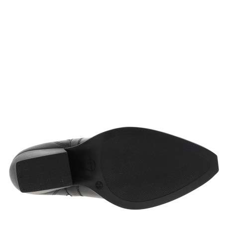 Boots en cuir noir à talon décroché moyen avec un soufflet élastiqué - Image 6