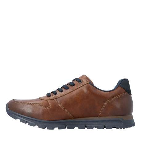 Sneakers en cuir cognac à talon plat pourvues de lacets contrastés - Image 3
