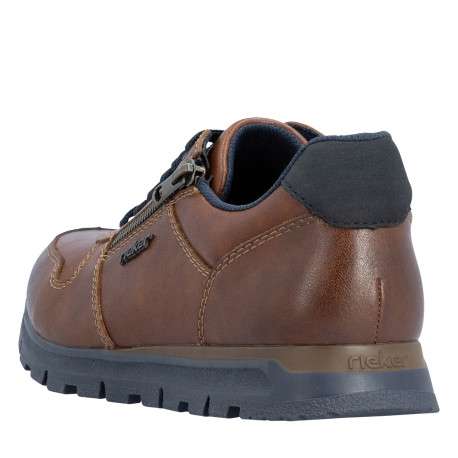 Sneakers en cuir cognac à talon plat pourvues de lacets contrastés - Image 4