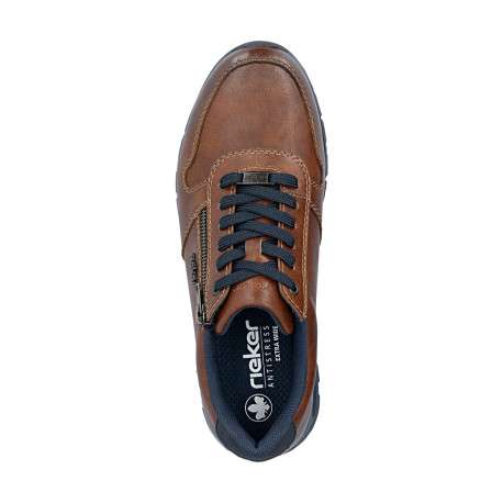 Sneakers en cuir cognac à talon plat pourvues de lacets contrastés - Image 5