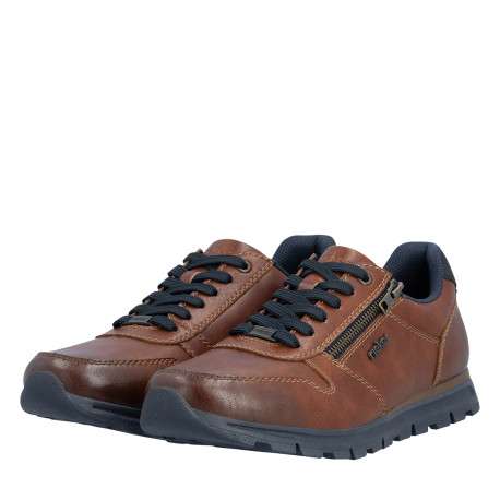 Sneakers en cuir cognac à talon plat pourvues de lacets contrastés - Image 7