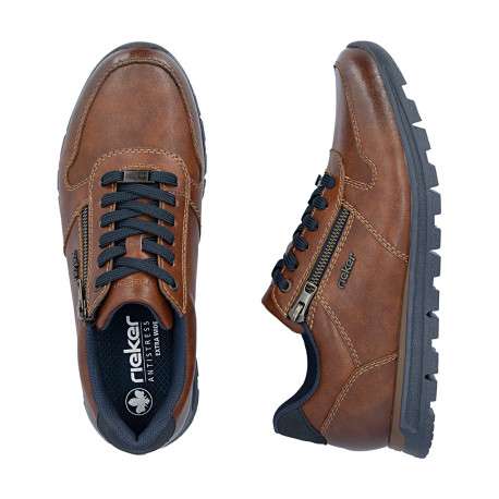 Sneakers en cuir cognac à talon plat pourvues de lacets contrastés - Image 8