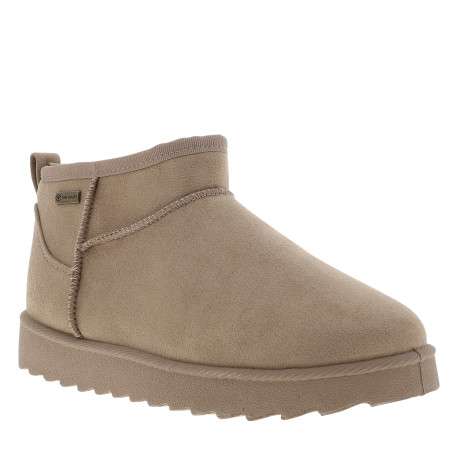 Boots beiges à talon plat pourvues d'un logo métallique sur le côté - Image 2