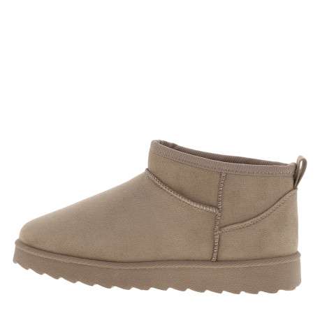 Boots beiges à talon plat pourvues d'un logo métallique sur le côté - Image 3