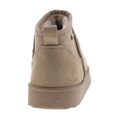 Boots beiges à talon plat pourvues d'un logo métallique sur le côté - Image 4
