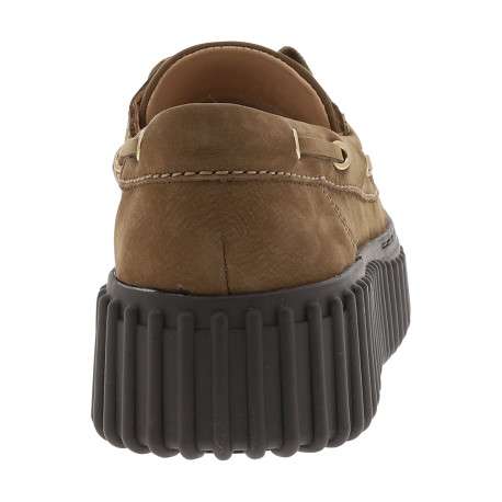 Mocassins bateau Torhill Boat en cuir marron à talon plat munis de lacets plats - Image 4