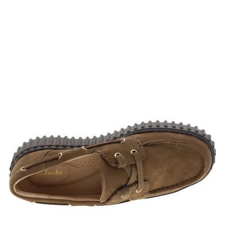 Mocassins bateau Torhill Boat en cuir marron à talon plat munis de lacets plats - Image 5