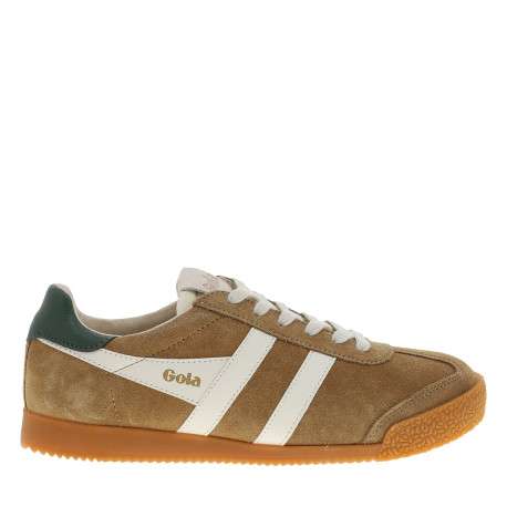 Tennis Elan en cuir beiges à talon plat pourvues d'une fermeture à lacets