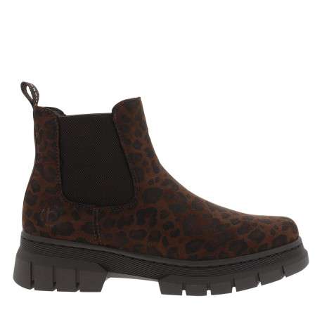 Boots léopard à talon décroché bas munies d'un soufflet élastiqué