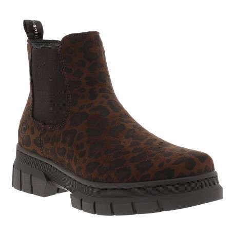 Boots léopard à talon décroché bas munies d'un soufflet élastiqué - Image 2