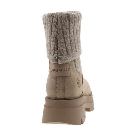 Boots taupe à talon décrochée bas et tige en tissu rabattable - Image 4