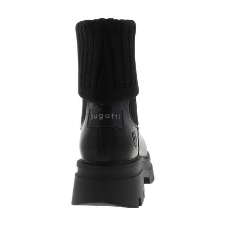 Boots noir à talon décroché bas et soufflets élastiqués en maille - Image 4