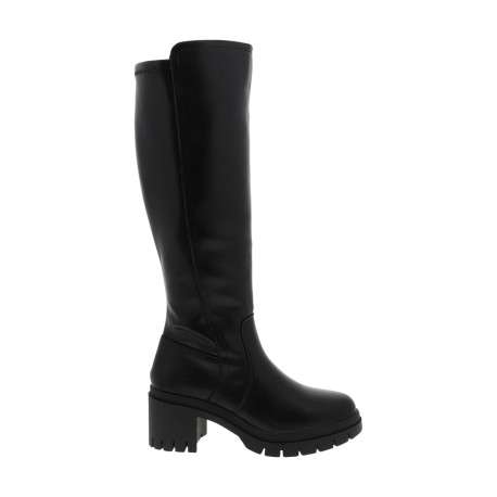 Bottes noir à talon compensé haut dotées d'un zip latéral et d'une longue tige