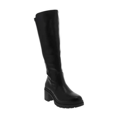 Bottes noir à talon compensé haut dotées d'un zip latéral et d'une longue tige - Image 2