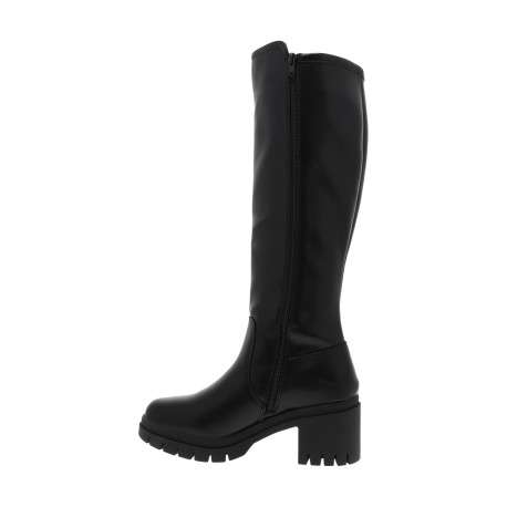 Bottes noir à talon compensé haut dotées d'un zip latéral et d'une longue tige - Image 3
