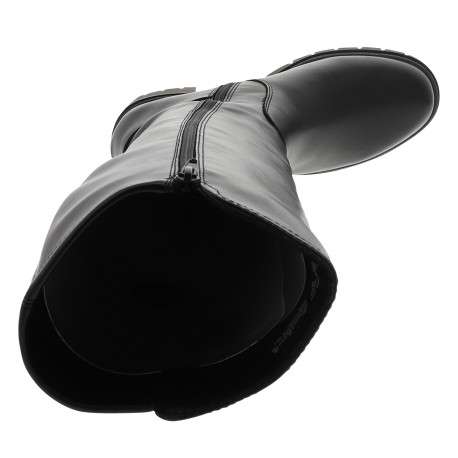 Bottes noir à talon compensé haut dotées d'un zip latéral et d'une longue tige - Image 5