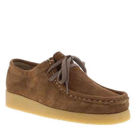 Mocassins Bee en cuir nubuck camel à talon plat pourvus de lacets - Image 2