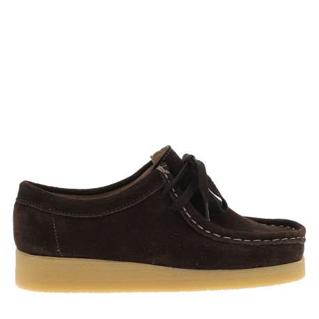 Mocassins Bee en cuir nubuck chocolat à talon plat pourvus de lacets