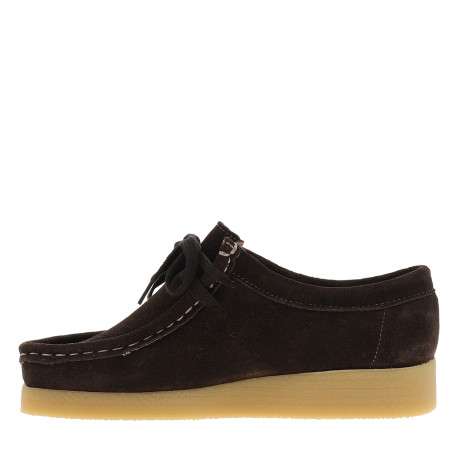 Mocassins Bee en cuir nubuck chocolat à talon plat pourvus de lacets - Image 3