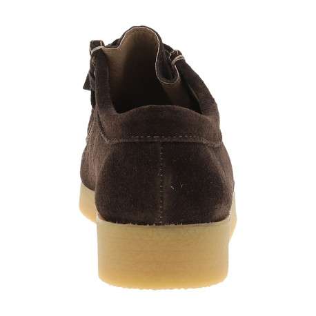 Mocassins Bee en cuir nubuck chocolat à talon plat pourvus de lacets - Image 4