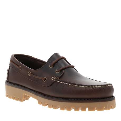 Mocassins bateau Flakes en cuir lisse cognac doté d'un talon à décroché bas - Image 2