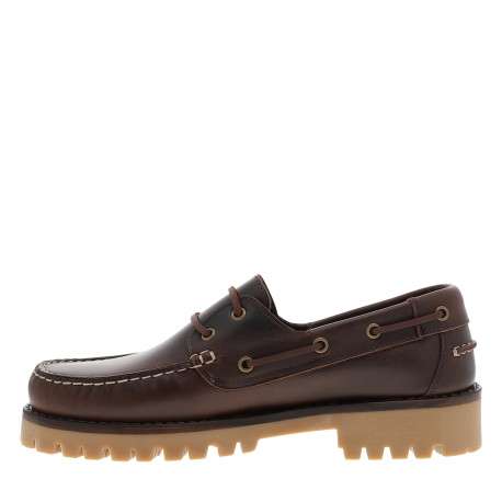 Mocassins bateau Flakes en cuir lisse cognac doté d'un talon à décroché bas - Image 3