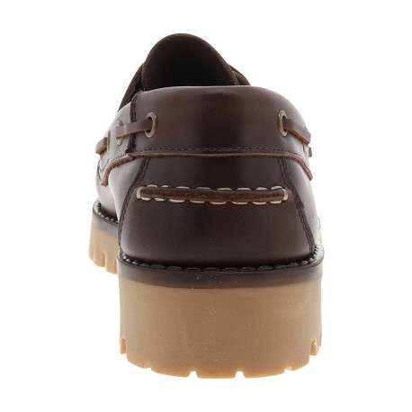 Mocassins bateau Flakes en cuir lisse cognac doté d'un talon à décroché bas - Image 4