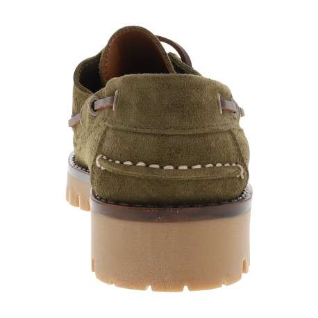 Mocassins bateau Flakes en cuir nubuck kaki à talon décroché bas - Image 4