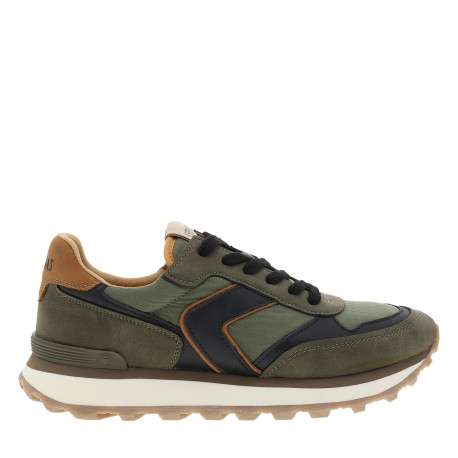 Baskets running Clement Worn en cuir kaki à talon plat pourvues de lacets