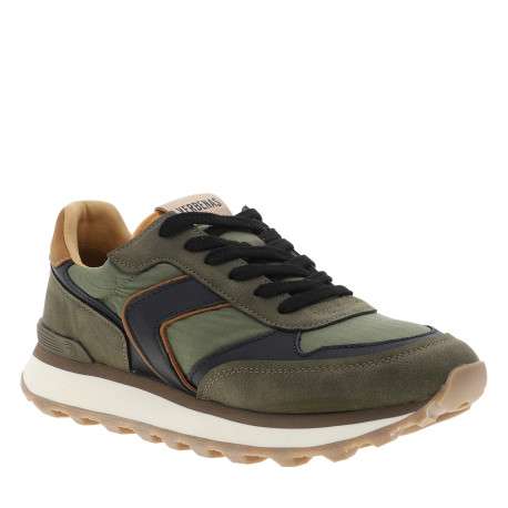 Baskets running Clement Worn en cuir kaki à talon plat pourvues de lacets - Image 2