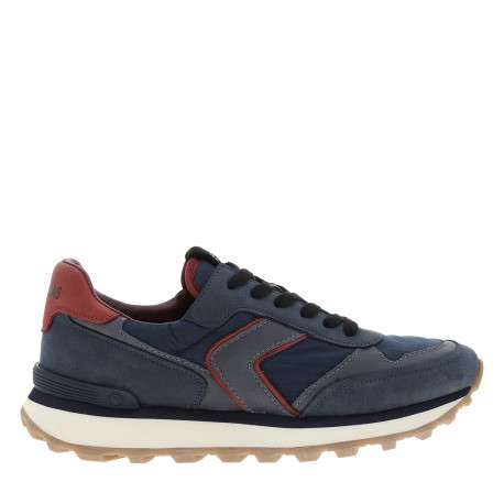 Baskets running Clement Worn en cuir bleu marine à talon plat pourvues de lacets
