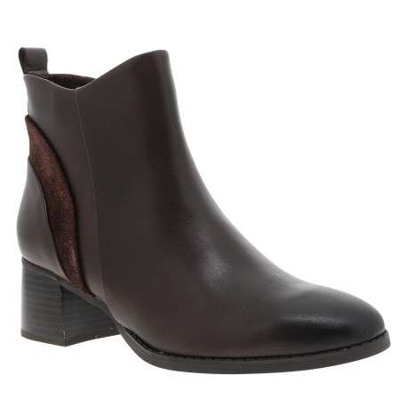 Bottines en cuir marron à talon décroché moyen pourvue d'une fermeture latérale - Image 2