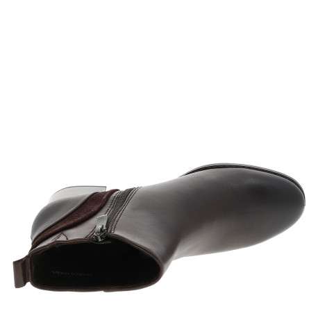 Bottines en cuir marron à talon décroché moyen pourvue d'une fermeture latérale - Image 5