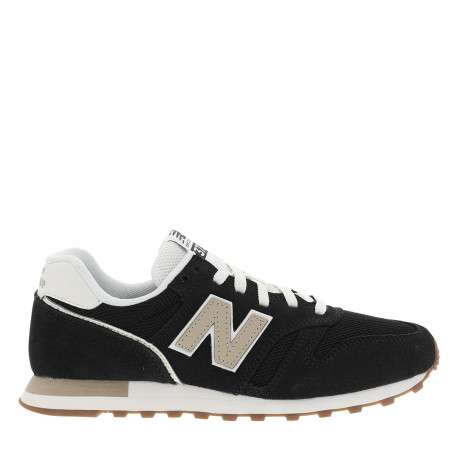 Baskets running 373 en cuir noires avec un talon plat et des lacets