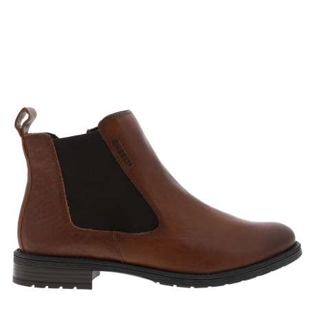 Boots cognac à talon décroché bas munies d'un soufflet élastiqué