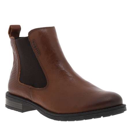 Boots cognac à talon décroché bas munies d'un soufflet élastiqué - Image 2