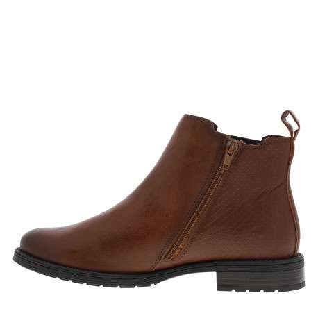 Boots cognac à talon décroché bas munies d'un soufflet élastiqué - Image 3